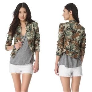 Free People Fitted Camo Blazer Jacket Sz 2